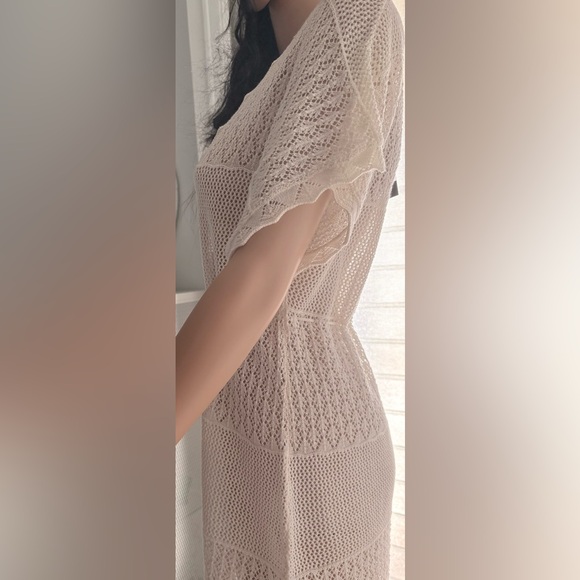 NWT CALVIN KLEIN linen & cotton cream beach cover up tunic SWIM summer dress M - Picture 3 of 12